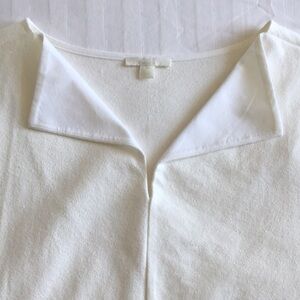 NWOT COS Off-White/Cream Textured Cotton-blend A-line Short-Sleeve Shirt, Size M